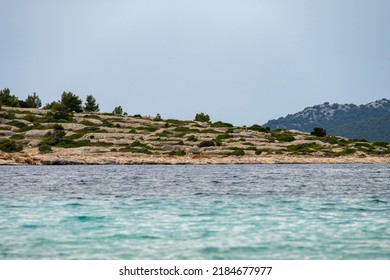 Beautiful, Old Drywall Built Ages Ago On The Forsaken Islet Near Murter Island, Croatia