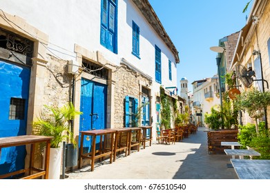 Beautiful old street in Limassol, Cyprus. 