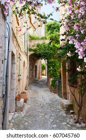 Beautiful Old Town Stone Street Of Provence At Spring Day, France