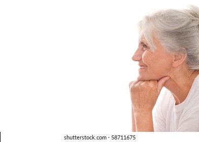 Beautiful Older Woman On A White Background