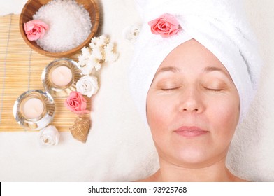 Beautiful Older Woman And A Spa Concept