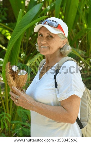 Similar – Image, Stock Photo Woman’s head over plant