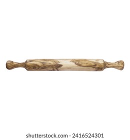 Beautiful olive wood rolling pin with homemade pie crust and cherry filling. top view. Rolling pin isolated on white background. - Powered by Shutterstock