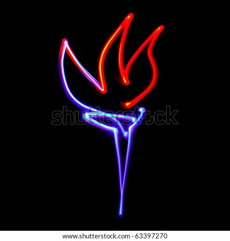Beautiful Olympic flame created in the style of freeze-light photo.