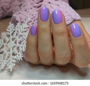 beautiful ombre gradient nails lilac pink color manicure delicate nail design oval shape