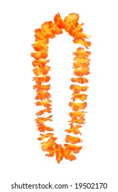 beautiful orange floral hawaiian lei isolated on white background