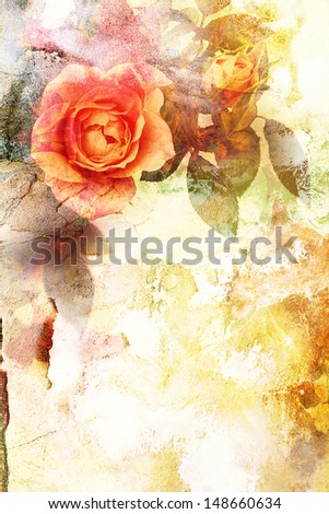 Beautiful orange grungy rose background