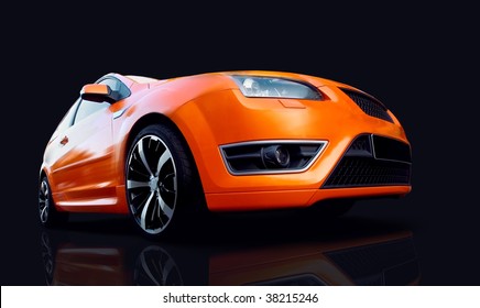 Beautiful Orange Sport Car On Road