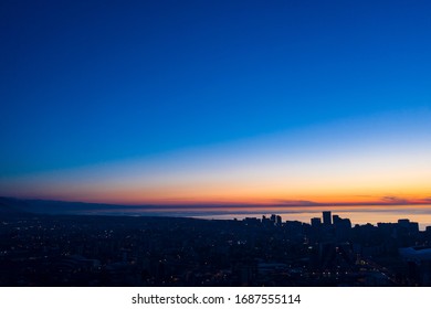 Beautiful orange sunset in Batumi city with drone, Adjara, Georgia - Shutterstock ID 1687555114