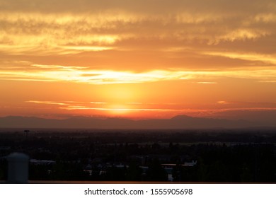 Beautiful Orange Sunset Over Rexburg Idaho