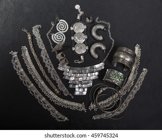 Beautiful Oriental Silver jewelry (Indian, Arab, African, Egyptian). Fashion Exotic Accessories, Asian Silver jewelry. Tribal Jewelry for belly dance oriental costumes. Necklace, Earrings, Bracelets