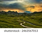 The beautiful Ossau Valley in France, on the north face of the Pyrenees