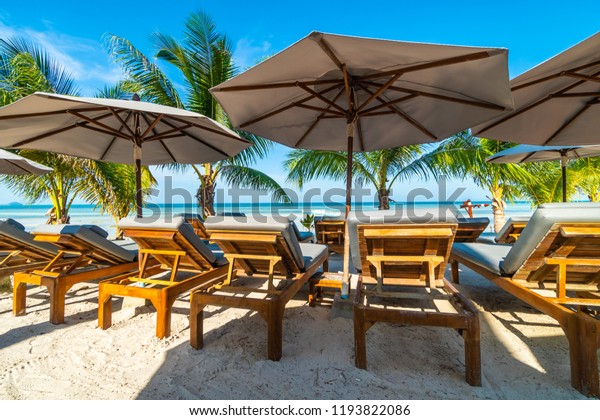 Beautiful Outdoor Sea Ocean View Umbrella Stock Photo Edit Now 1193822086