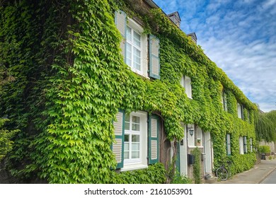 Beautiful overgrown vine leaf covered house in the district Margarethenhoehe, the first settlement of the garden city movement in Germany.