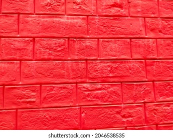 A Beautiful Painted Red Cinder Brick Wall