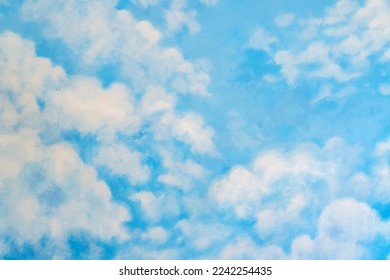 Beautiful painting clouds   sky cement wall  Scratched blue wall texture(backdrop surface)  Concrete wall and clouds   sky picture  Abstract beautiful pattern clouds blue sky background 