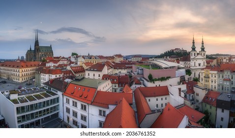 Beautiful Panorama Of Brno City Historical Center In Czech Republic