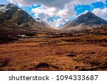 A beautiful panorama of Glen Coe, Altnafeadh, and the famous Scottish Mountaineering Club white climbers