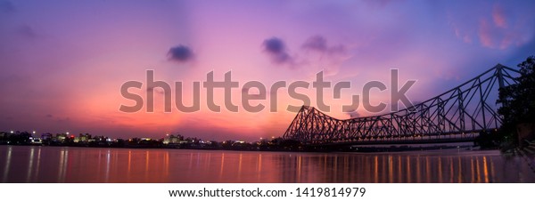 Beautiful Panorama Kolkata City Howrah Bridge Stock Photo 1419814979 ...