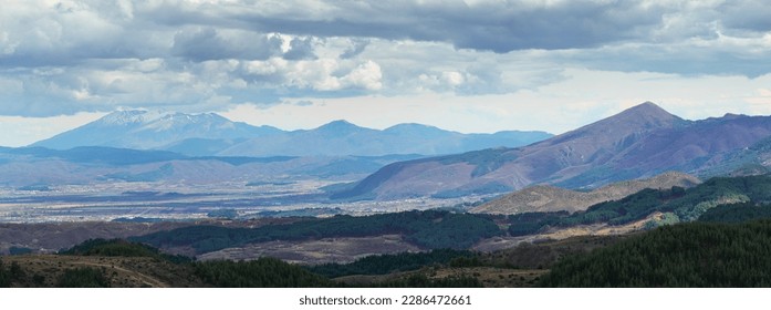 Beautiful panorama landscape of a greek mountians in the background.