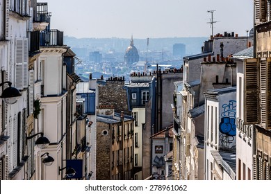 Beautiful Panorama Of Paris And The Buildings Of Montmartre. Paris, France.