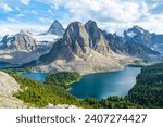 Beautiful Panorama of Sunburst Peak and Mount Assiniboine from the Nub Peak, Mount Assiniboine Provincial Park, British Columbia, Canada