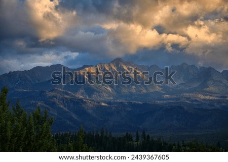 Beautiful panorama of the Tatra Mountains at sunset, Gliczarow Gorny. Poland