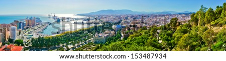 Similar – Image, Stock Photo Malaga, Spain. Panorama Cityscape Elevated View Of Malaga In Sunny Summer Evening. Altered Sunset Sky