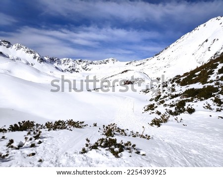 Similar – Image, Stock Photo Snow banks in the parking lot at the Rettenbach Glacier