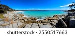 Beautiful panoramic landscape scene of Bay of Fires in Tasmania Australia