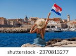 Beautiful panoramic view of beach and Dubrovnik city landscape- travel, vacation, tour tourism in Croatia