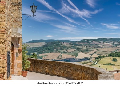 Beautiful panoramic view of the countryside surrounding Pienza, Siena, Italy