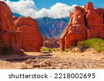 Beautiful panoramic view at the entrance to the Quebrada de Las Conchas, in Cafayate, Salta, northern Argentina