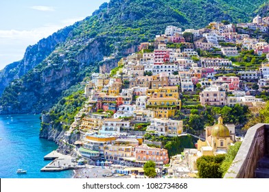 Beautiful panoramic view of Positano, Italy
