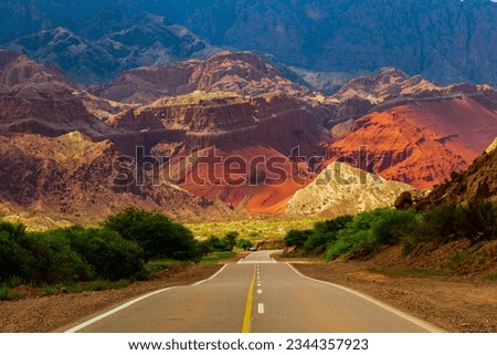 Beautiful panoramic view of the Quebrada de la Conchas road, Valle de Cafayate, Argentina.