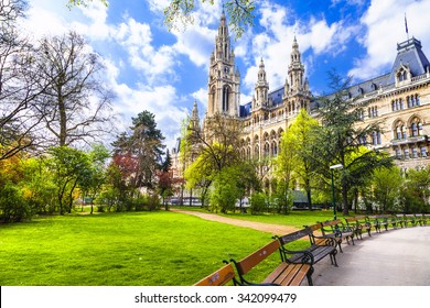 beautiful park near city hall in Vienna, Austria
