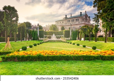 Beautiful park in Vienna Austria and sunlight