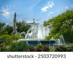 Beautiful parks in central Ruse (Rousse, Russe) on the right bank of the Danube river  in northeast Bulgaria. Known for its Neo-Baroque and Neo-Rococo architecture