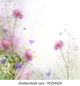 Beautiful pastel floral border beautiful blurred background (shallow depth of field) - Shutterstock ID 95254324