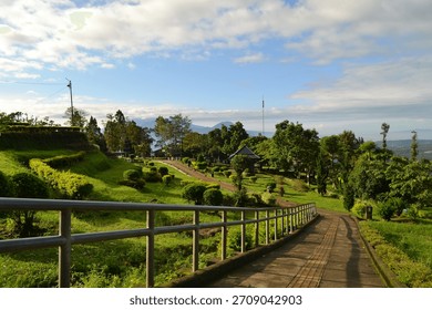 the beautiful pathway to the temple in the centrak java of indonesia.