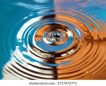 beautiful patterns on the surface of the liquid after being hit by a drop of water