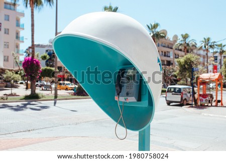 beautiful payphone standing on the street of turkey