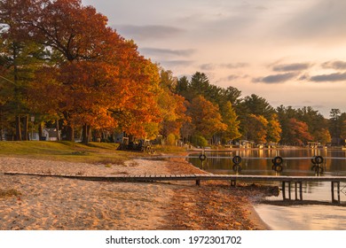 Beautiful Peak Fall Foliage In Display In North West Michigan.