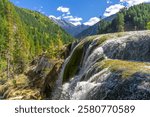 Beautiful Pearl Shoals Waterfall in Jiuzhaigou nature reserve (Jiuzhai Valley National Park),China.