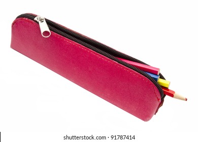 Beautiful Pencil Case Isolated On White