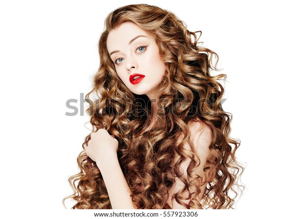 Beautiful People Curly Hair Red Lipsq Stock Photo Edit Now 557923306