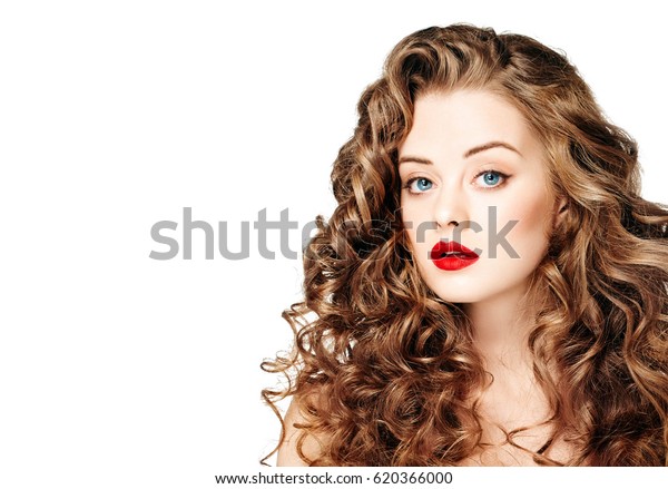 Beautiful People Curly Hair Red Lipsq Stock Photo Edit Now 620366000
