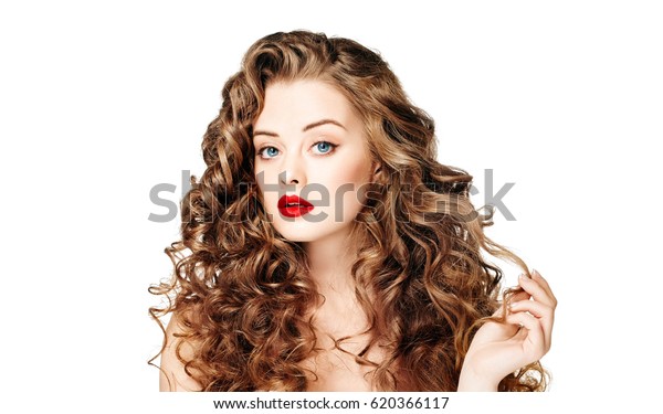 Beautiful People Curly Hair Red Lipsq Stock Photo Edit Now 620366117
