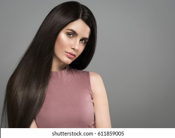 Beautiful perfect hair woman portrait. - Shutterstock ID 611859005