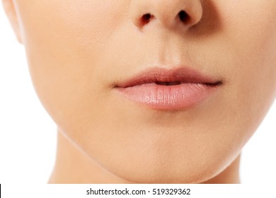 Beautiful Perfect Lips. Sexy Mouth Close Up